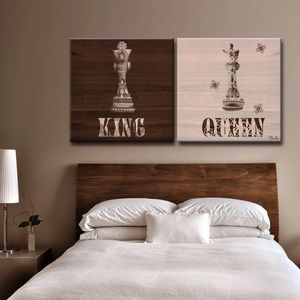 King/Queen Chess Canvas Wall Art Set 20x20